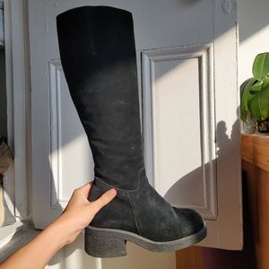Black Suede Leather Healed Boots
